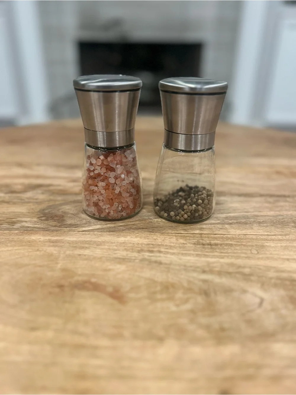 Stainless Steel Spice and Glass Jar & Grinder Set - Clear Glass Jar & Silver Lid